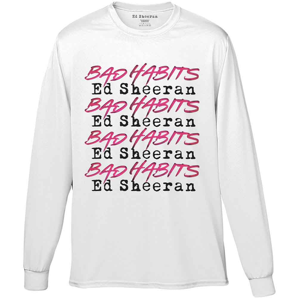 ED SHEERAN - BAD HABITS STACK - Long Sleeve T-Shirt White