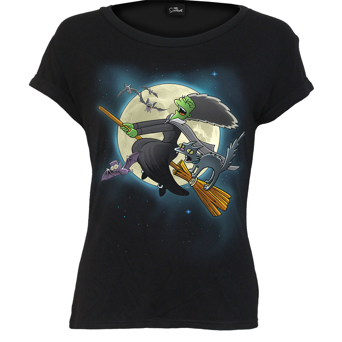THE SIMPSONS - MARGE WITCH - Top de cuello barco y manga casquillo Negro