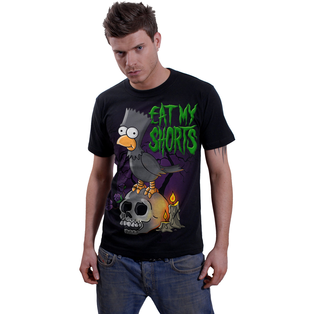 THE SIMPSONS - BART RAVEN - Camiseta con estampado frontal Negro