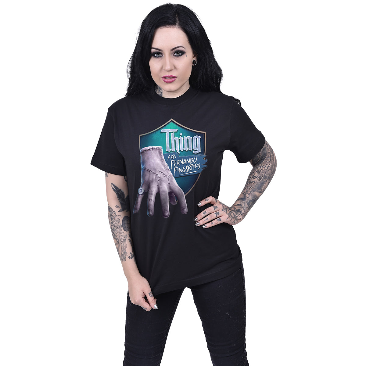 THING - 'FERNANDO FINGERTIPS' - Camiseta con estampado frontal Negro