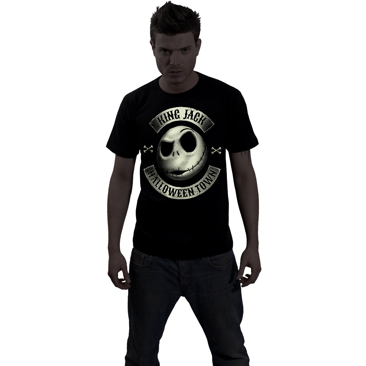 PESADILLA ANTES DE NAVIDAD -JACK CREST (GLOW) - Camiseta con estampado frontal Negro