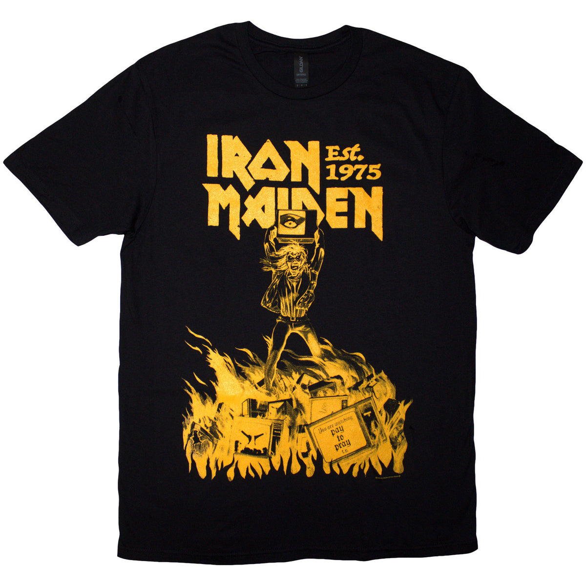 IRON MAIDEN - EST. 1975 HOLY SMOKE JUMBO YELLOW - T-Shirt Black