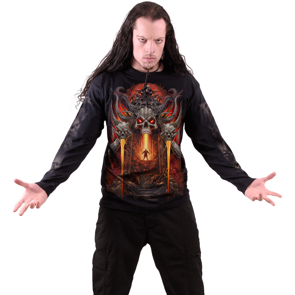 GATES OF HELL - Camiseta de manga larga Negra