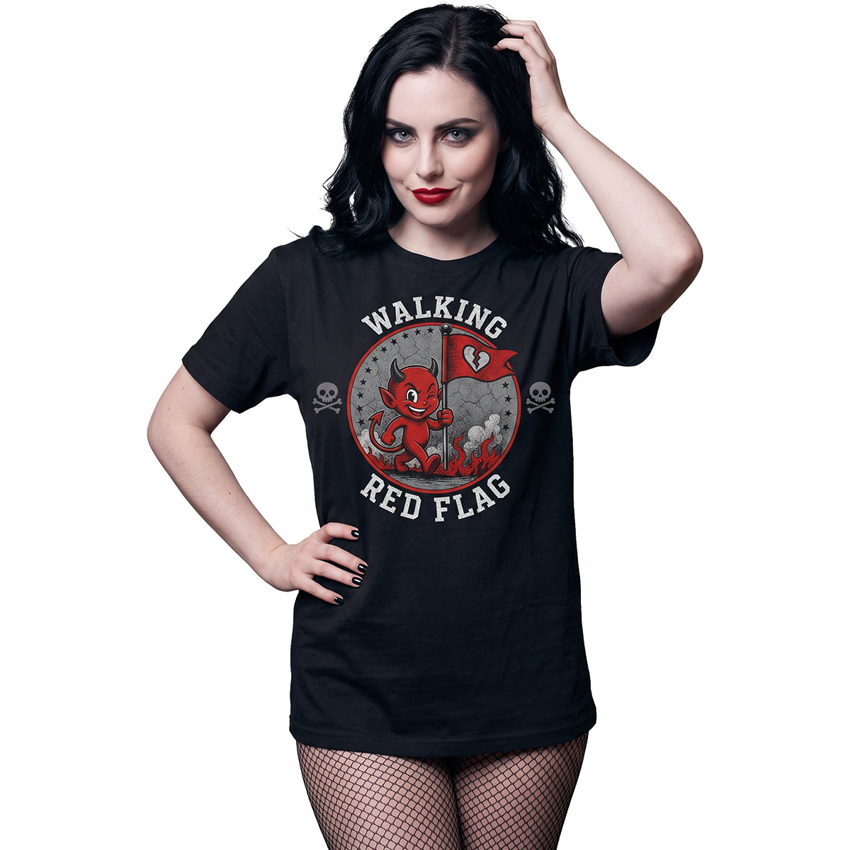 RED FLAG - Camiseta con estampado en la parte delantera, negra
