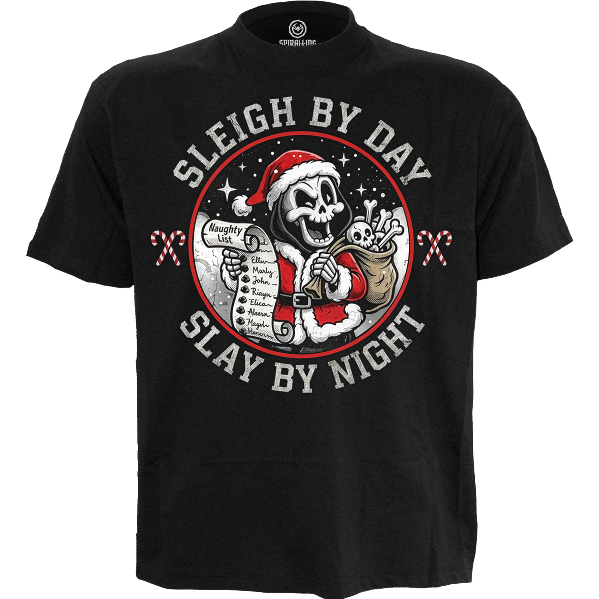 SLAY BY NIGHT - Camiseta con estampado en la parte delantera, negra