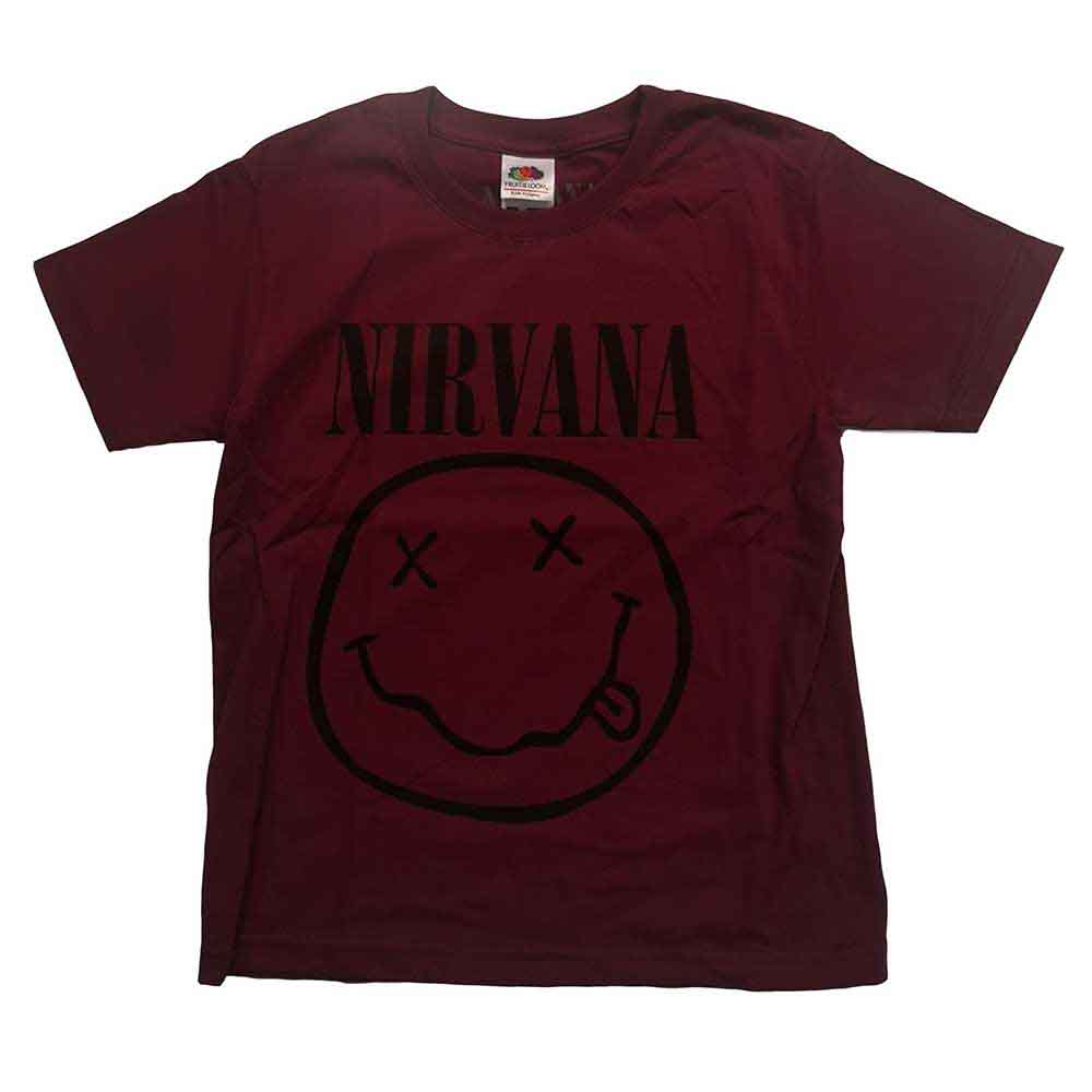 NIRVANA - GREY HAPPY FACE - Kids T-Shirt Red