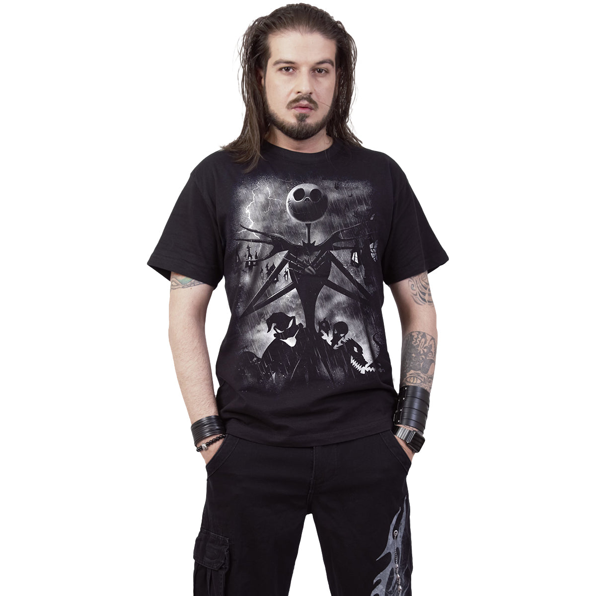PESADILLA ANTES DE NAVIDAD - STORMY SKIES - Camiseta con estampado frontal Negro