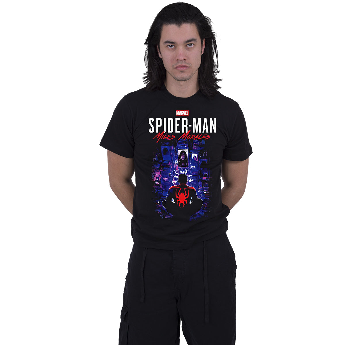 MARVEL SPIDER-MAN MILES MORALES VIDEOJUEGO - CITY OVERWATCH - Camiseta estampada frontal Negro