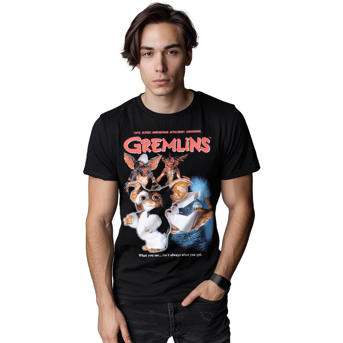 Gremlins - Estilo de hogar - Camiseta de estampado delantero Negro