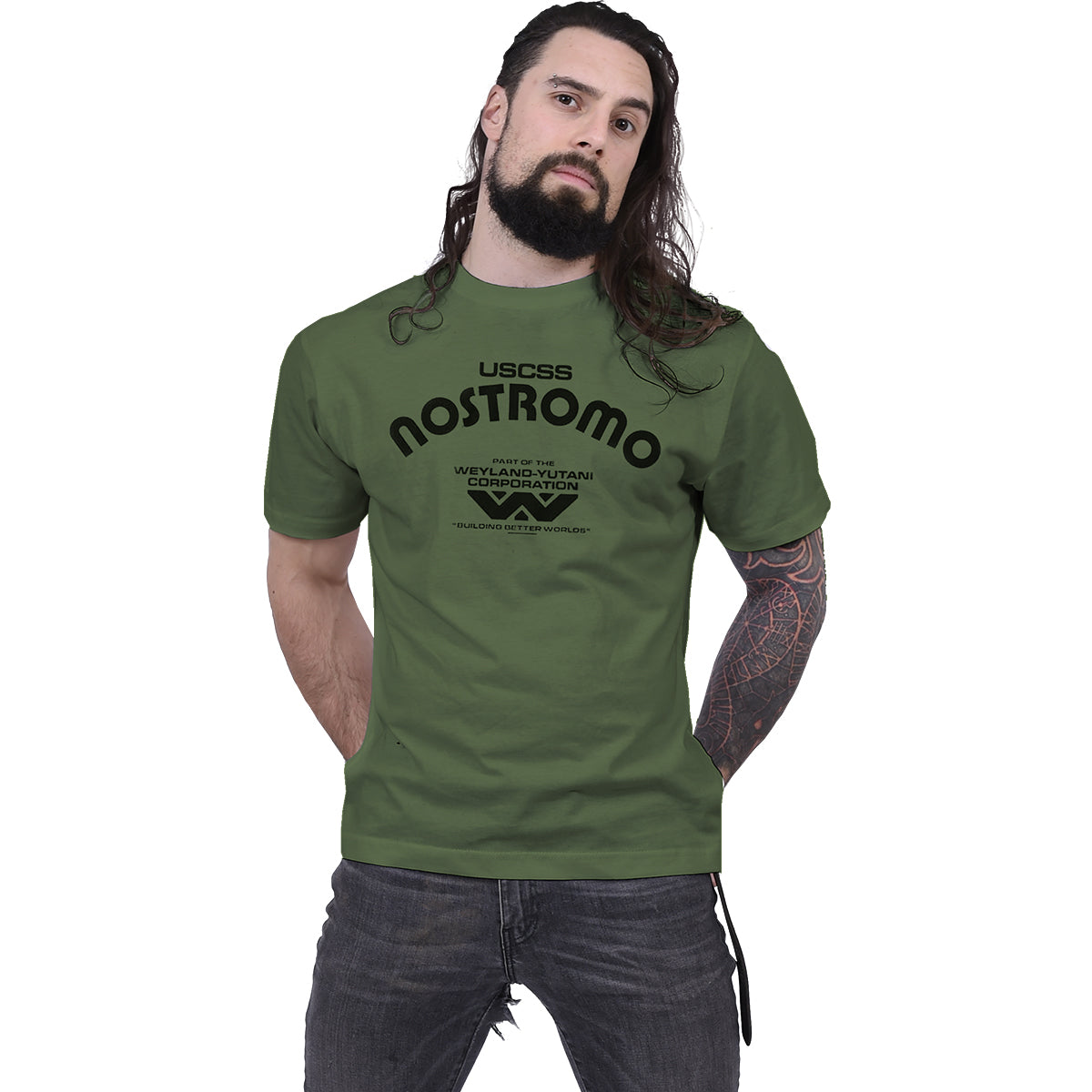ALIEN - RETRO NOSTROMO - Camiseta Oliva