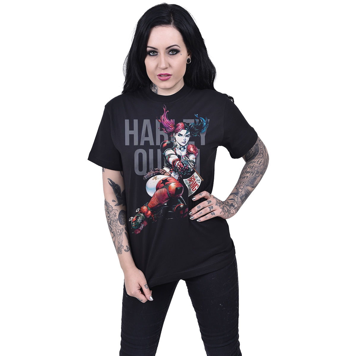 DC BATMAN - HARLEY BANG - Camiseta con estampado frontal Negro