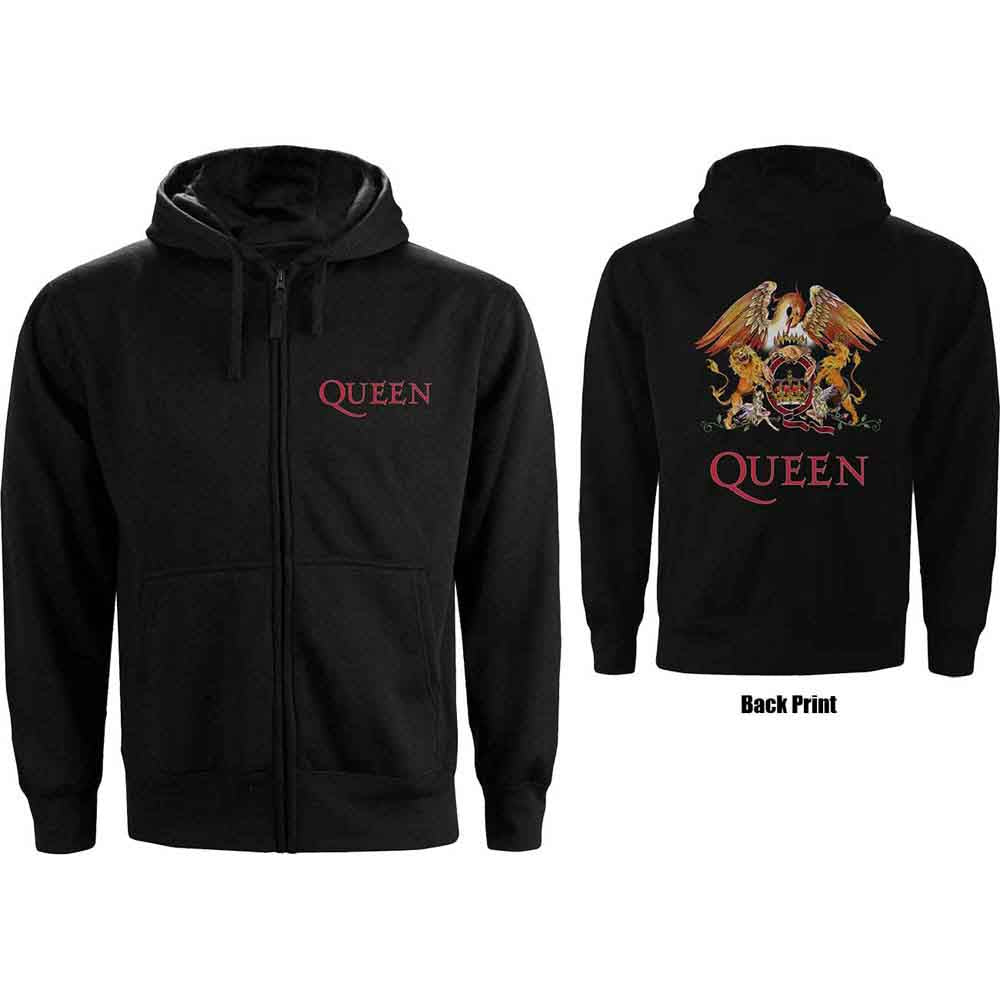 QUEEN - CLASSIC CREST - Zipped Hoodie Black