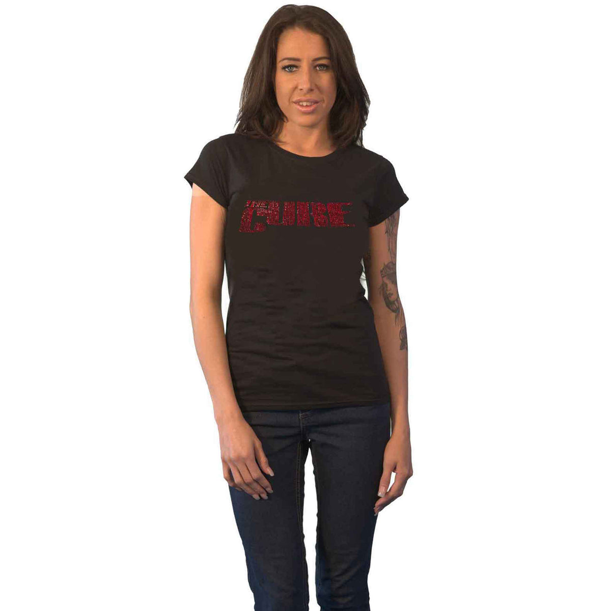 CURE, THE - LOGO - Ladies T-Shirt Black (Embellished)