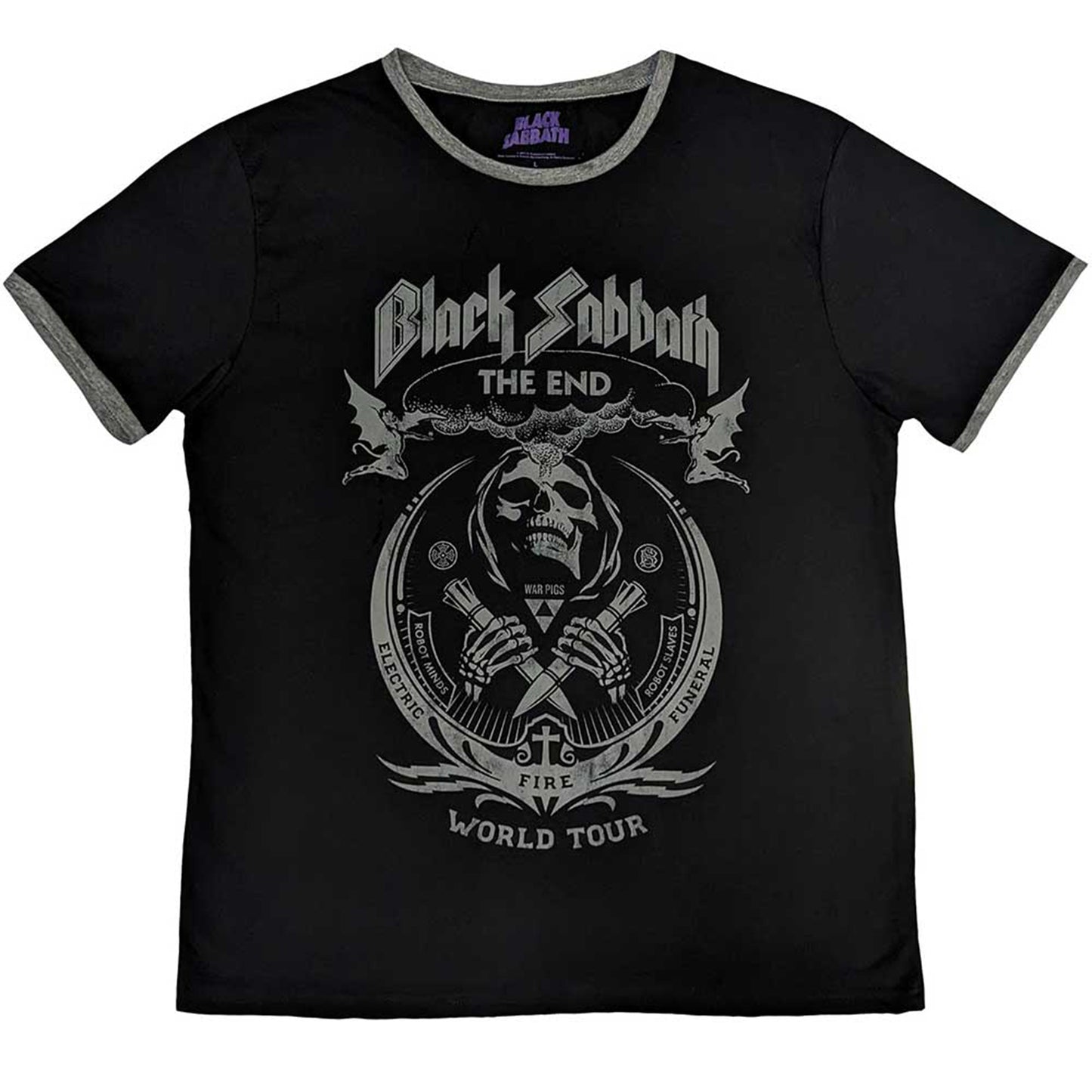BLACK SABBATH - THE END MUSHROOM CLOUD - Ringer T-Shirt Black