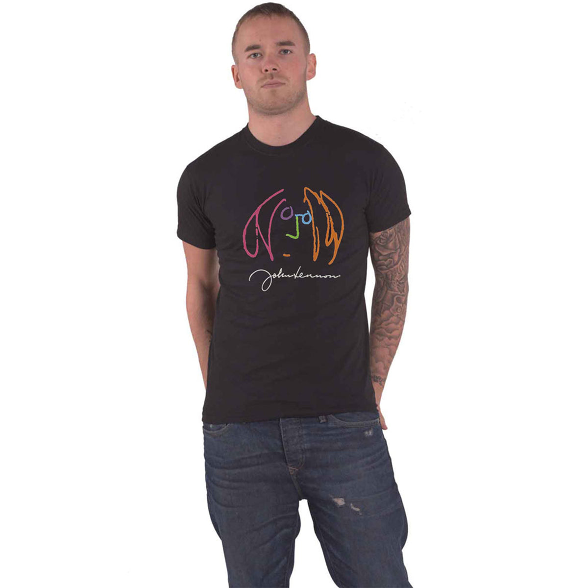 JOHN LENNON - SELF PORTRAIT FULL COLOUR - T-Shirt Black