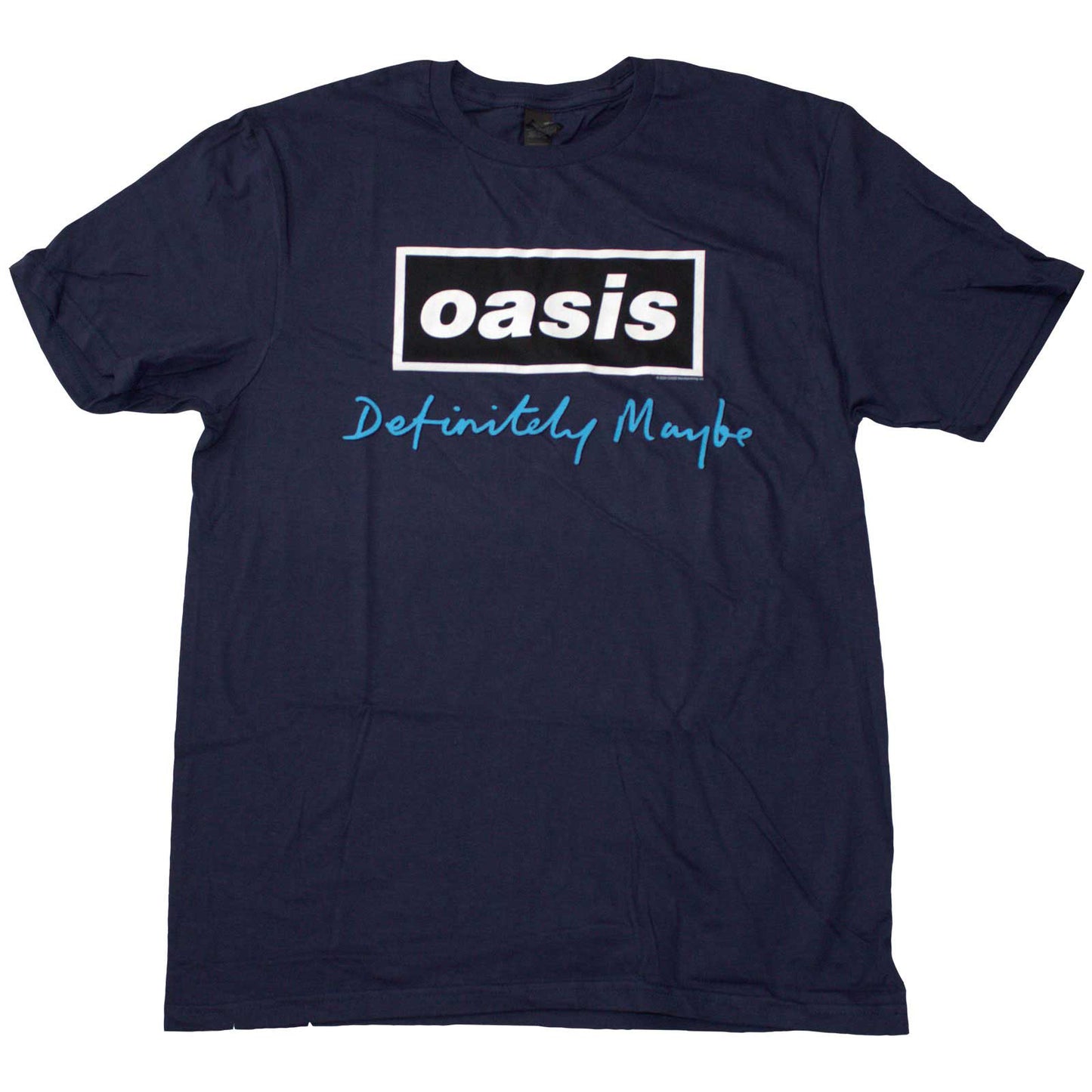 OASIS - DEFINITELY MAYBE TEXT LOGO - T-Shirt Blue