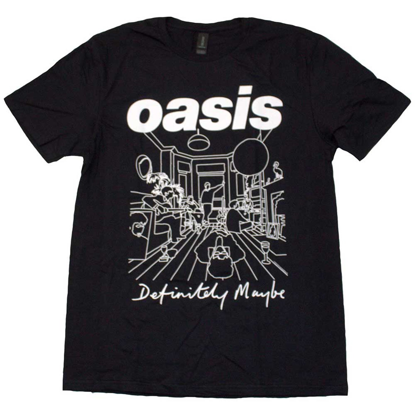 OASIS - DEFINITELY MAYBE LINE DRAWING - T-Shirt Black