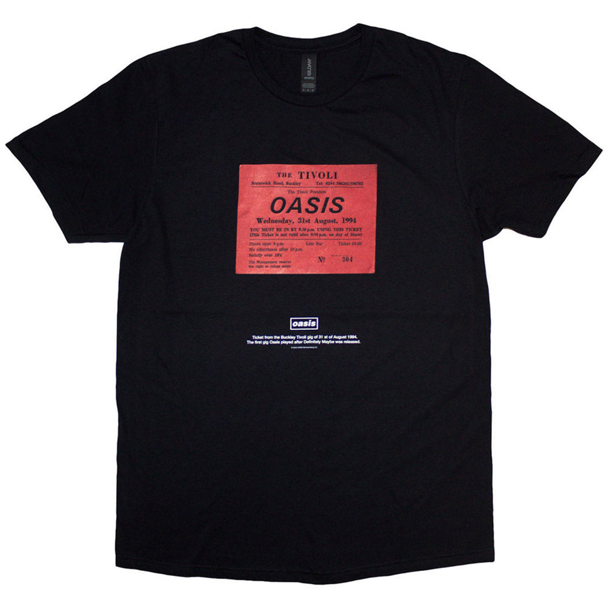 OASIS - DEFINITELY MAYBE TICKET STUB - T-Shirt Black