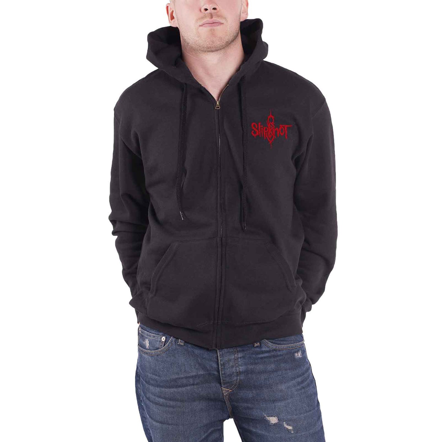 SLIPKNOT - 9 POINT STAR - Zipped Hoodie Black (Back Print)
