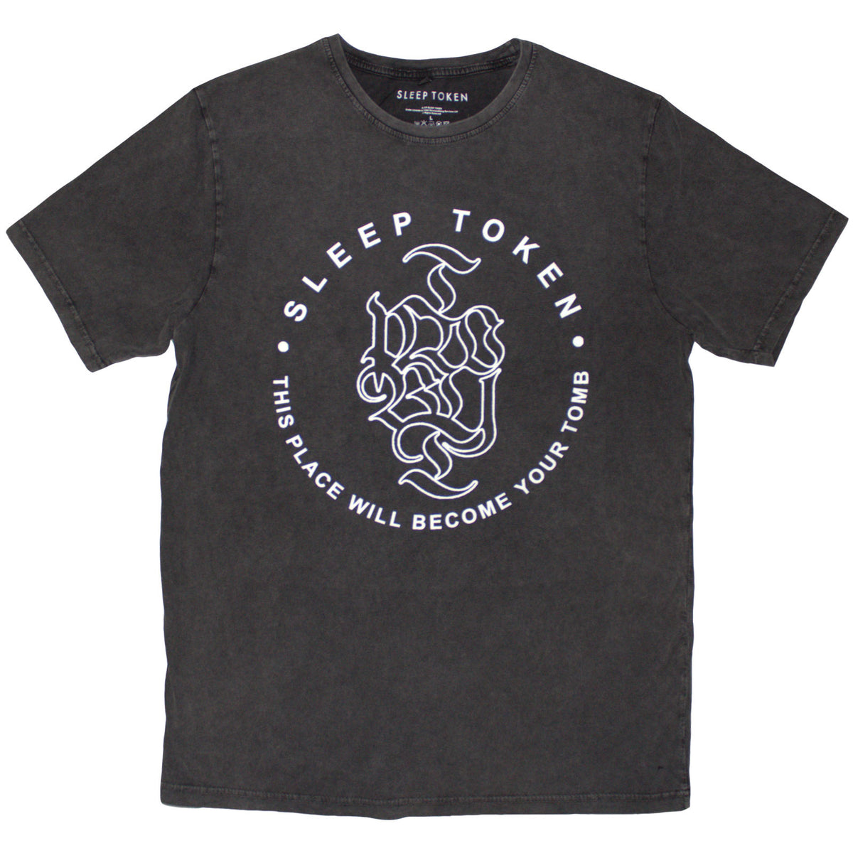 SLEEP TOKEN - TOMB TEXT RING - Stone Wash T-Shirt Grey