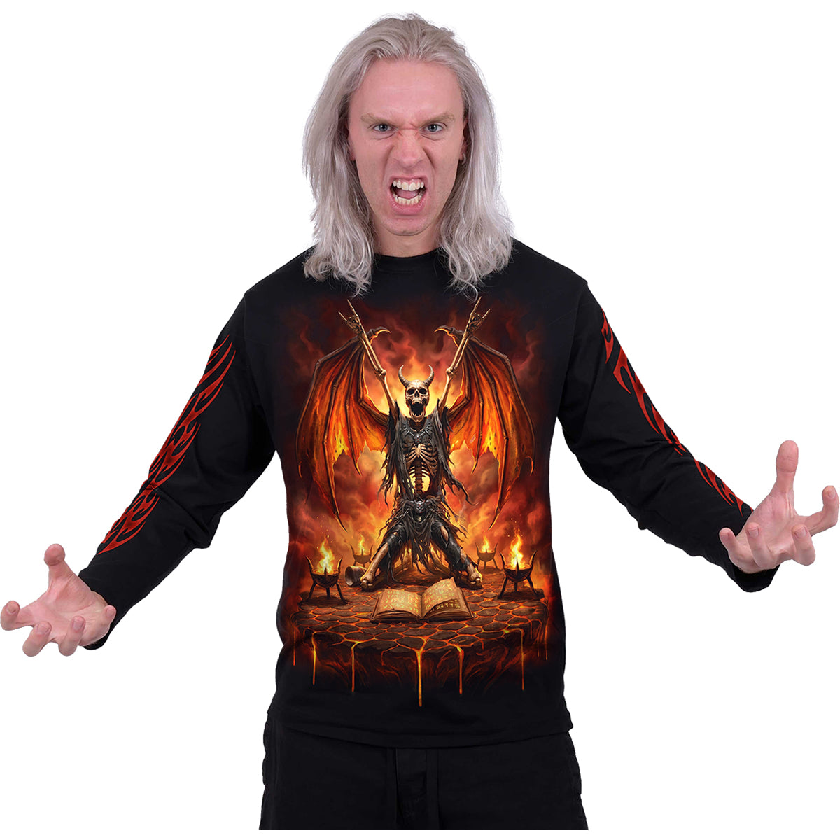 SKELETAL WORSHIP - Camiseta de manga larga negra