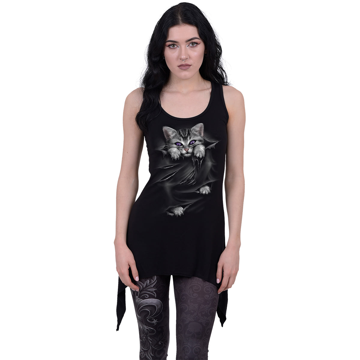 BRIGHT EYES - Vestido camisola Goth Bottom Negro