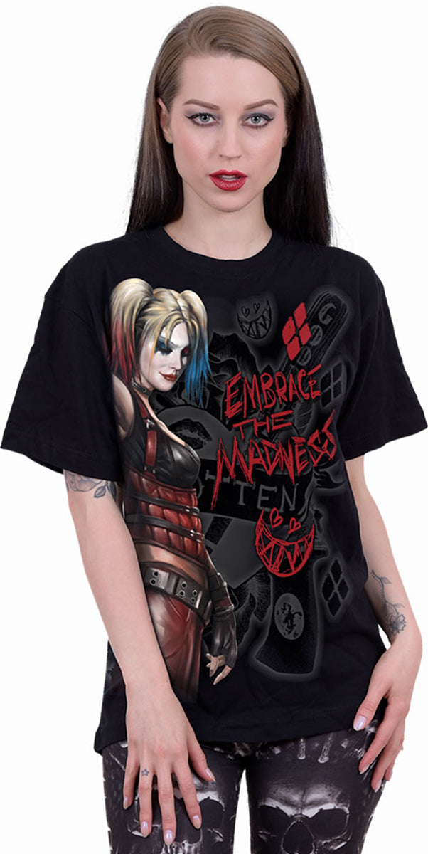 HARLEY QUINN - EMBRACE MADNESS - Camiseta con estampado frontal Negro