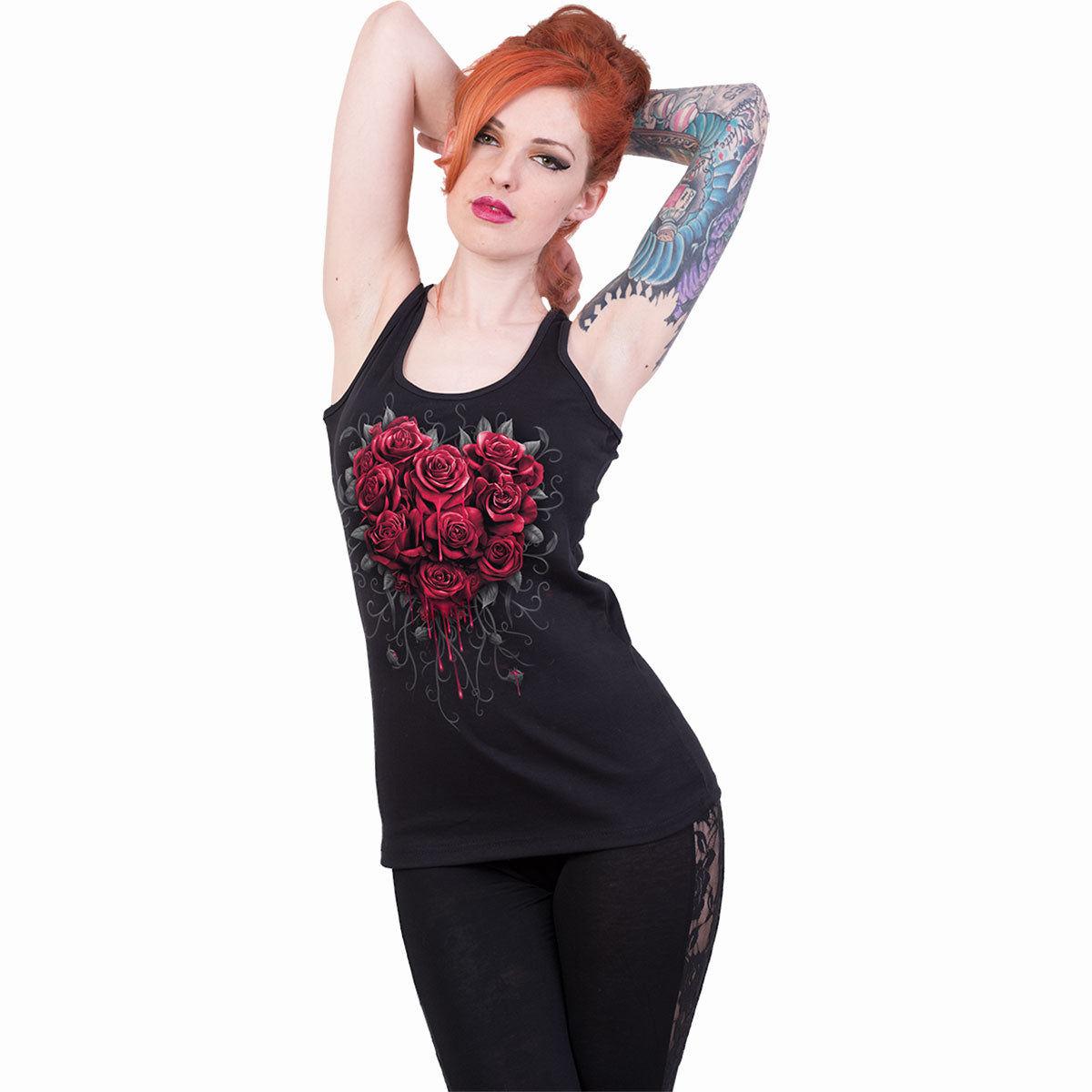 BLEEDING HEART - Razor Back Top Negro