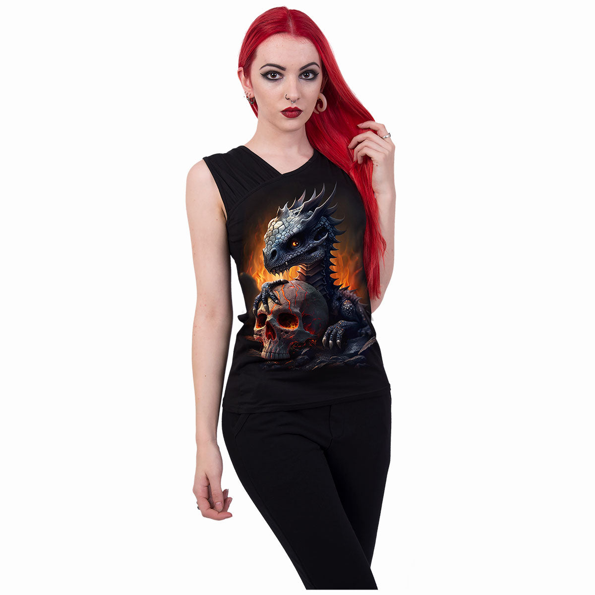 HATCHLING - Chaleco con hombros fruncidos Negro