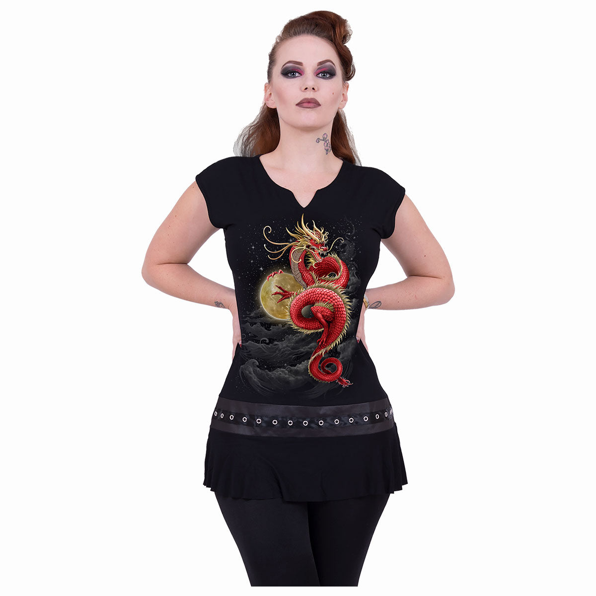 SHENLONG - Mini Vestido de Tachuelas Negro