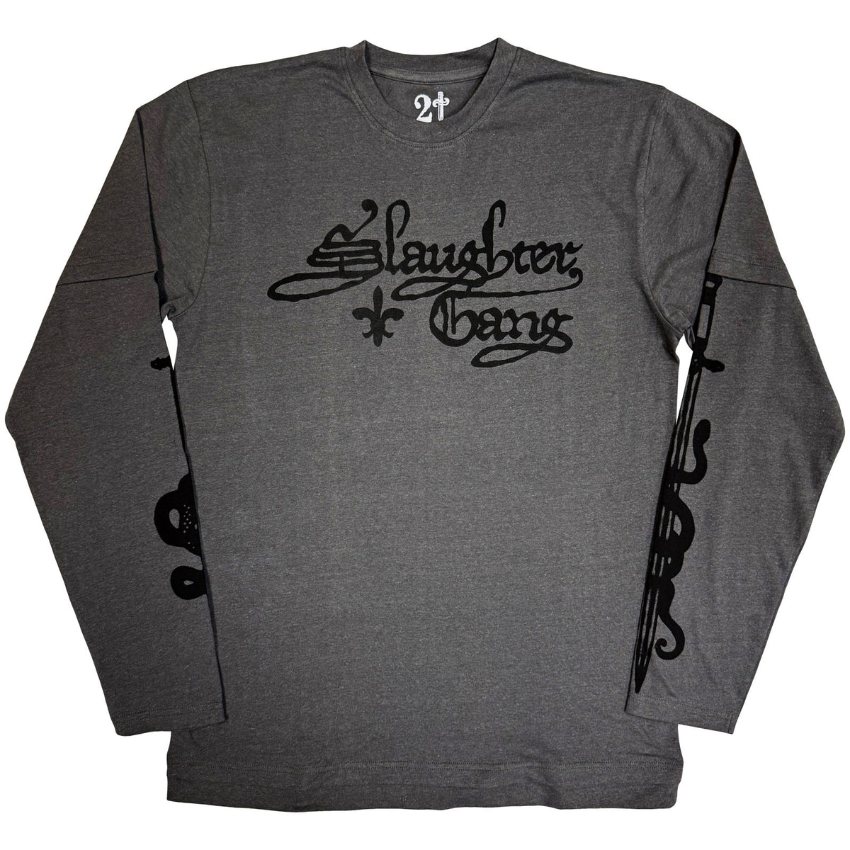 21 SAVAGE - SLAUGHTER GANG - Layered Long Sleeve T-Shirt Grey