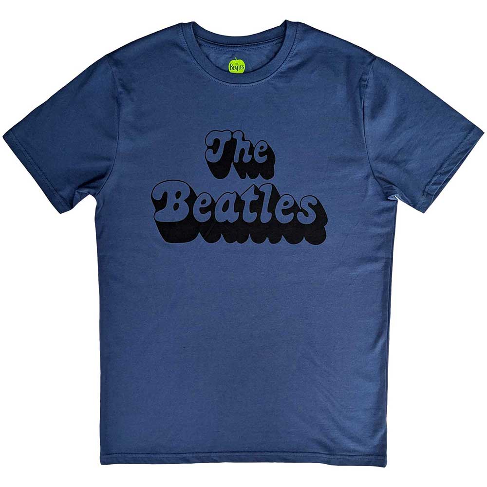THE BEATLES - TEXT LOGO SHADOW - T-Shirt Blue