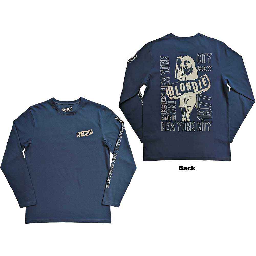 BLONDIE - NYC '77 - Long Sleeve T-Shirt Blue