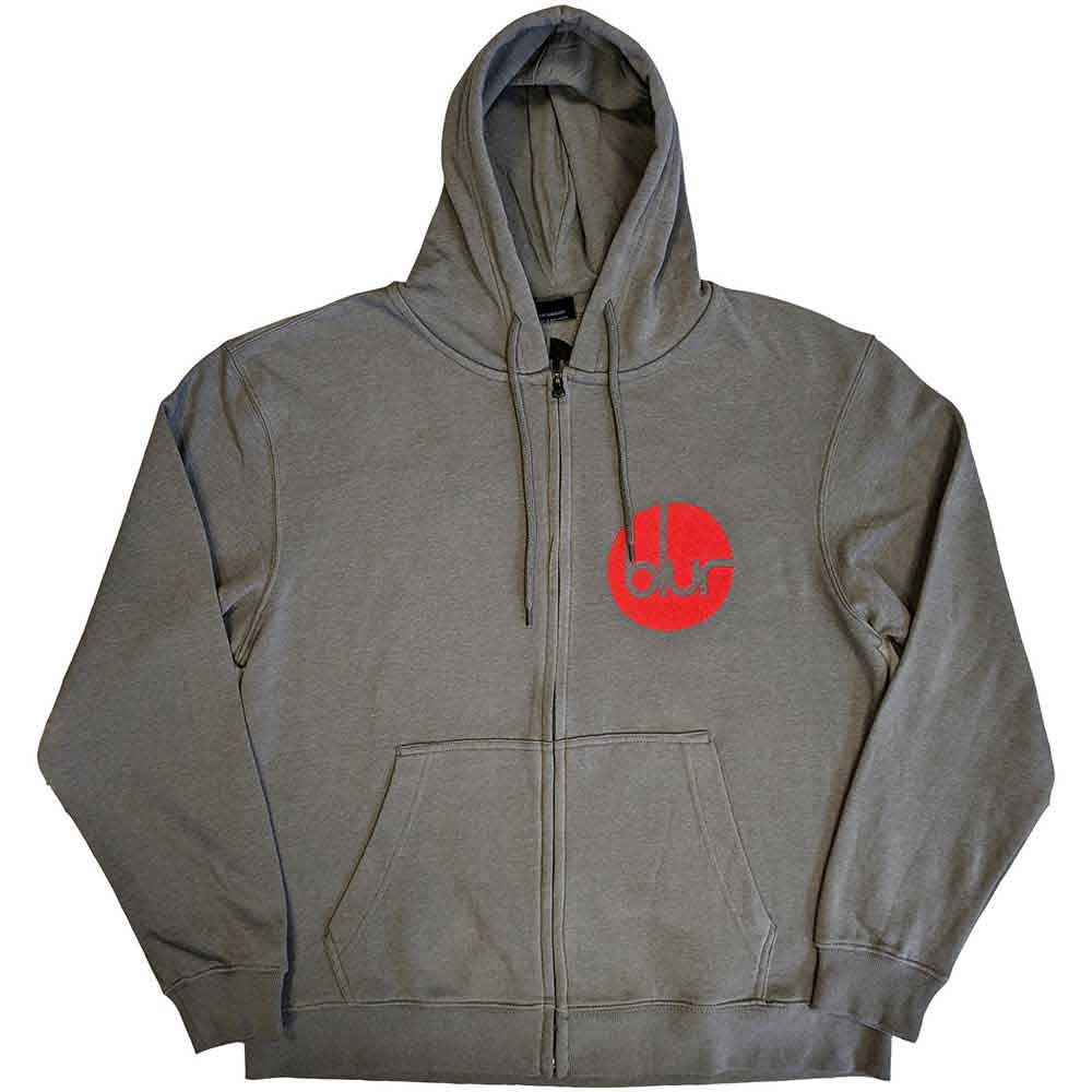 BLUR - CIRCLE LOGO - Zipped Hoodie Grey