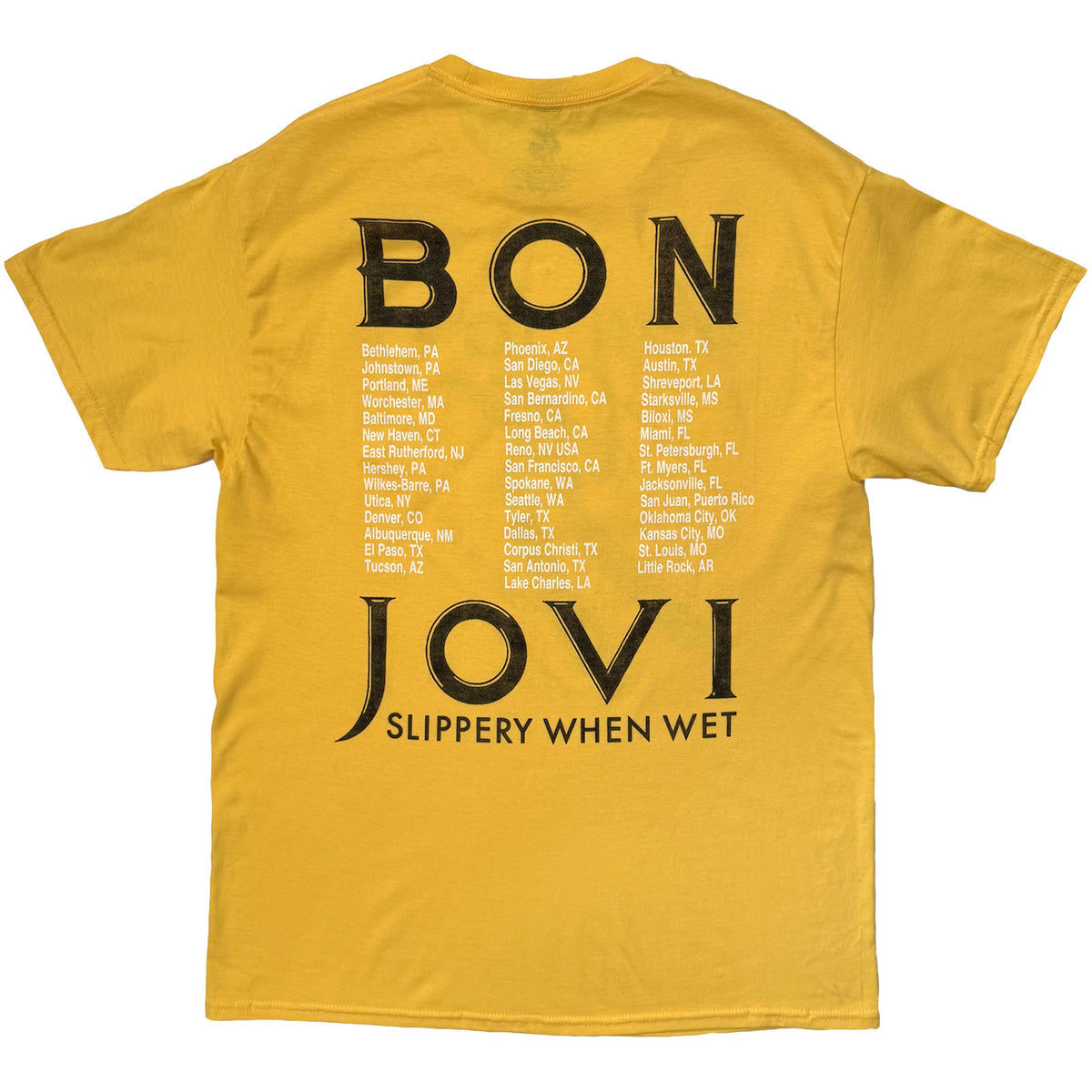 BON JOVI - TOUR '87 ROAD SIGN - T-Shirt Yellow