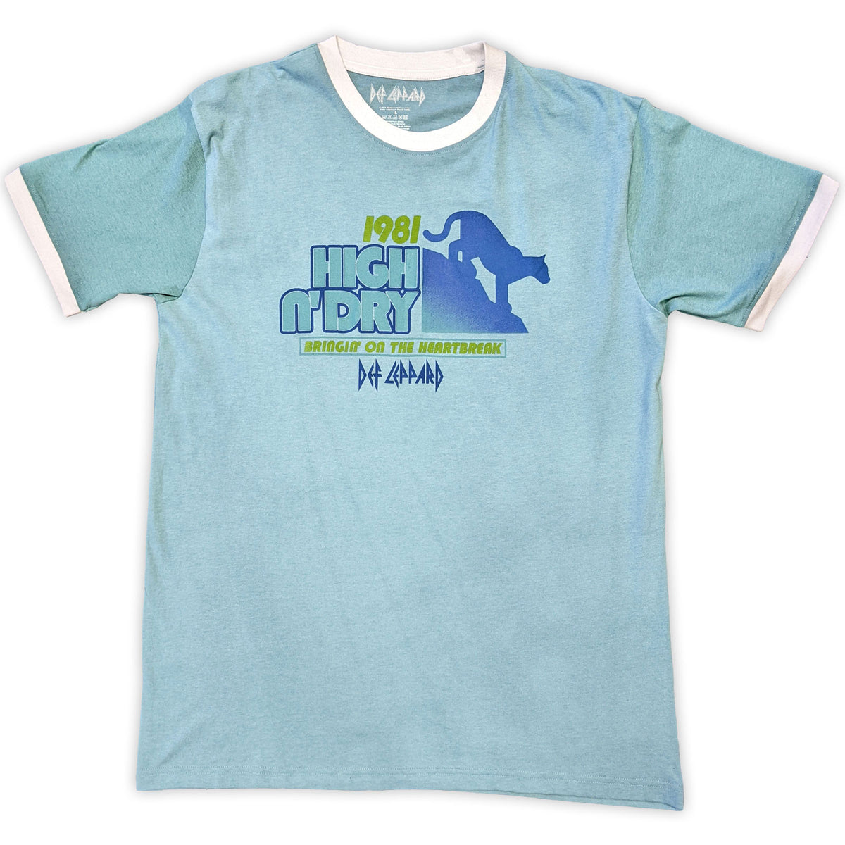 DEF LEPPARD - HIGH N' DRY - Ringer T-Shirt Green