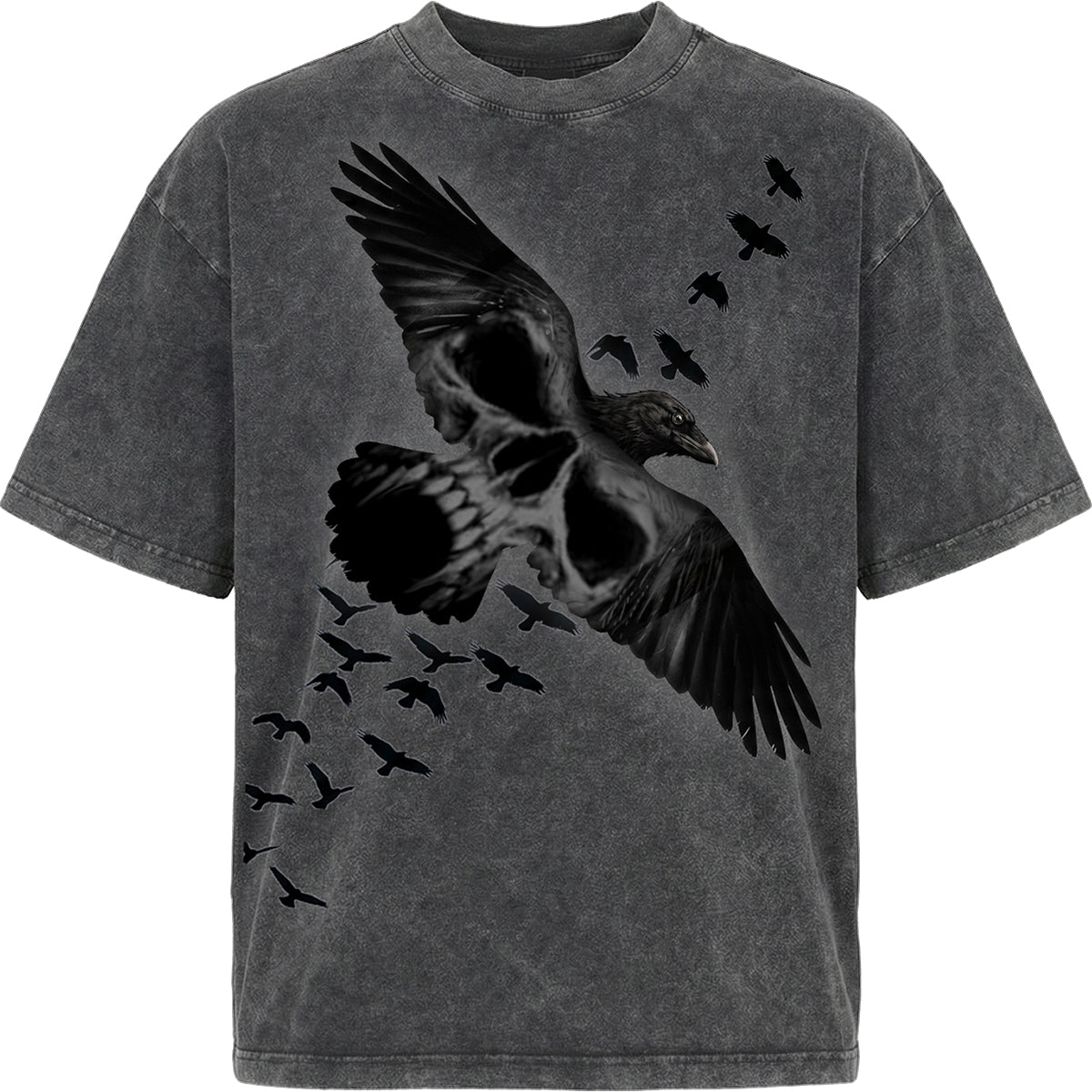ACID CROW - Camiseta Box con lavado ácido, color carbón