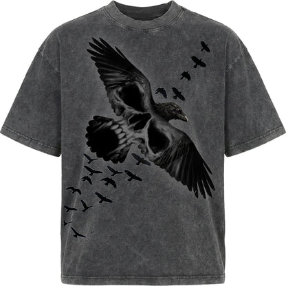 ACID CROW - Camiseta Box con lavado ácido, color carbón