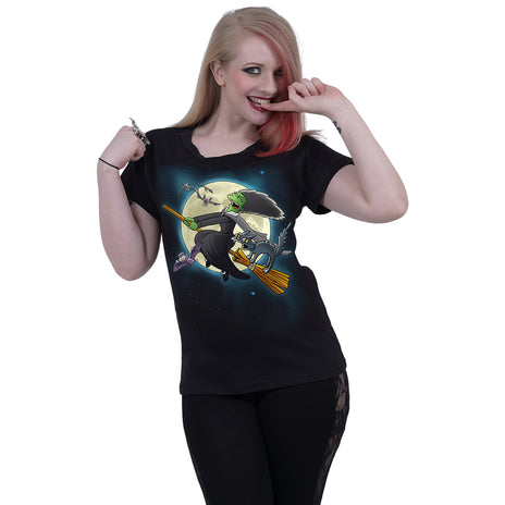 THE SIMPSONS - MARGE WITCH - Top de cuello barco y manga casquillo Negro