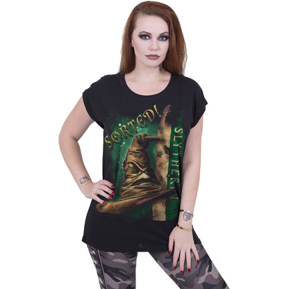 HARRY POTTER - SOMBRERO SLYTHERIN - Camiseta de cuello barco y manga casquillo Negro