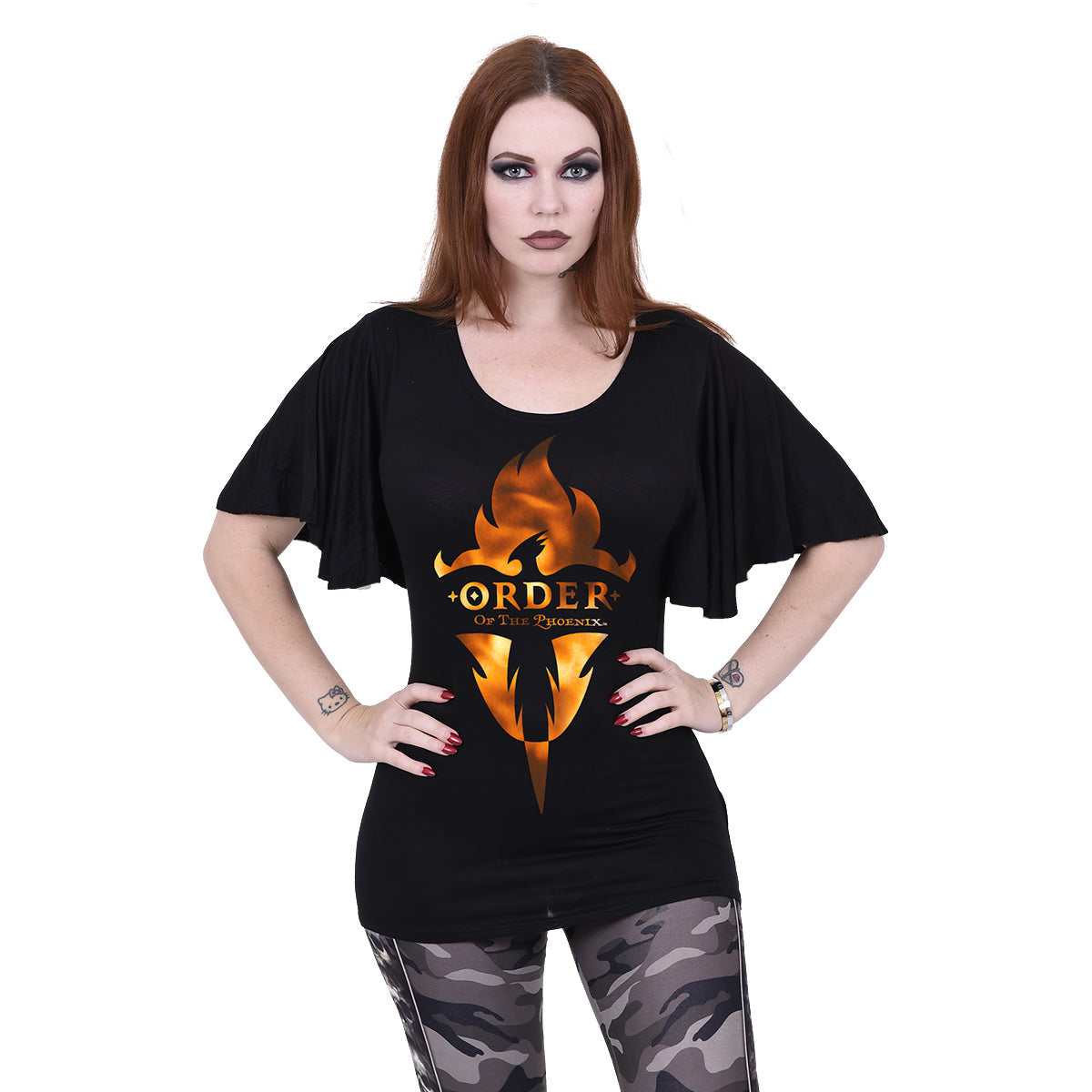 HARRY POTTER - LA ORDEN DEL FÓENIX - Top Cuello Barco Manga Murciélago Negro