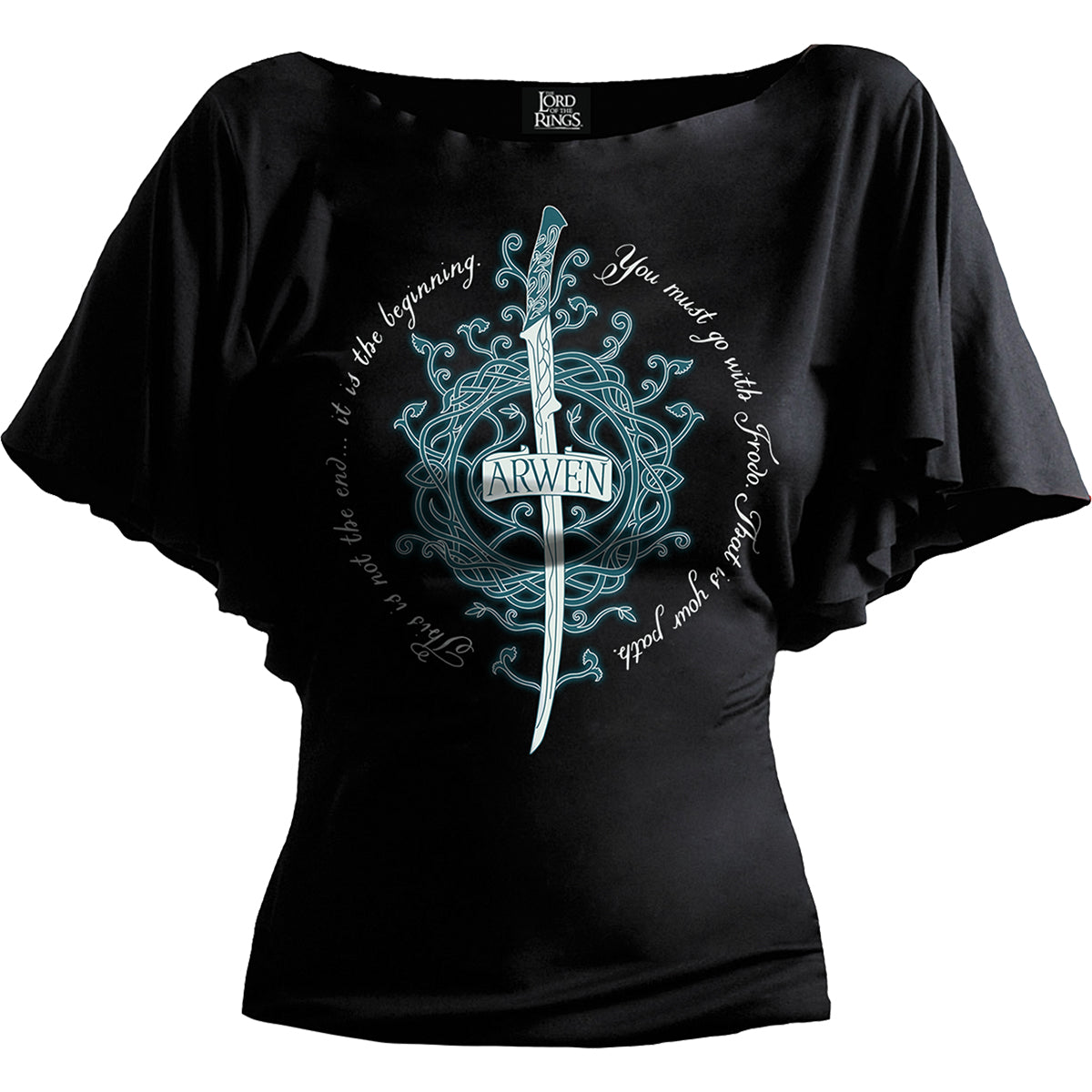 LOTR - ARWEN - Boat Neck Bat Sleeve Top Black