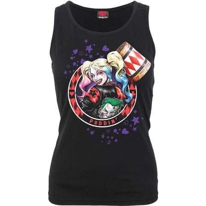 HARLEY QUINN - PUDDIN' - Razor Back Top Black