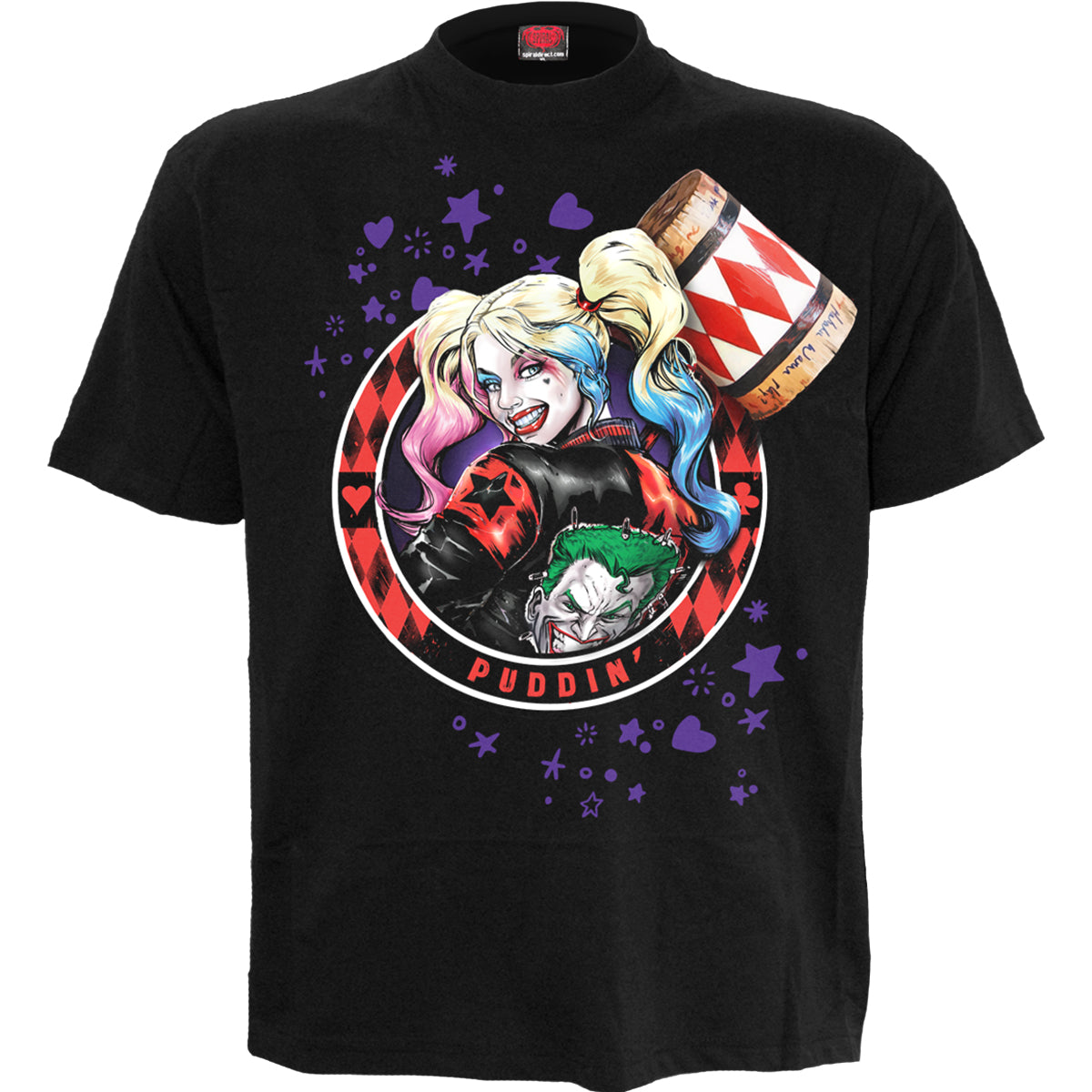 HARLEY QUINN - PUDDIN' - Front Print T-Shirt Black