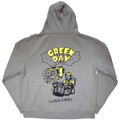 GREEN DAY - LONGVIEW DOODLE - Zipped Hoodie Grey