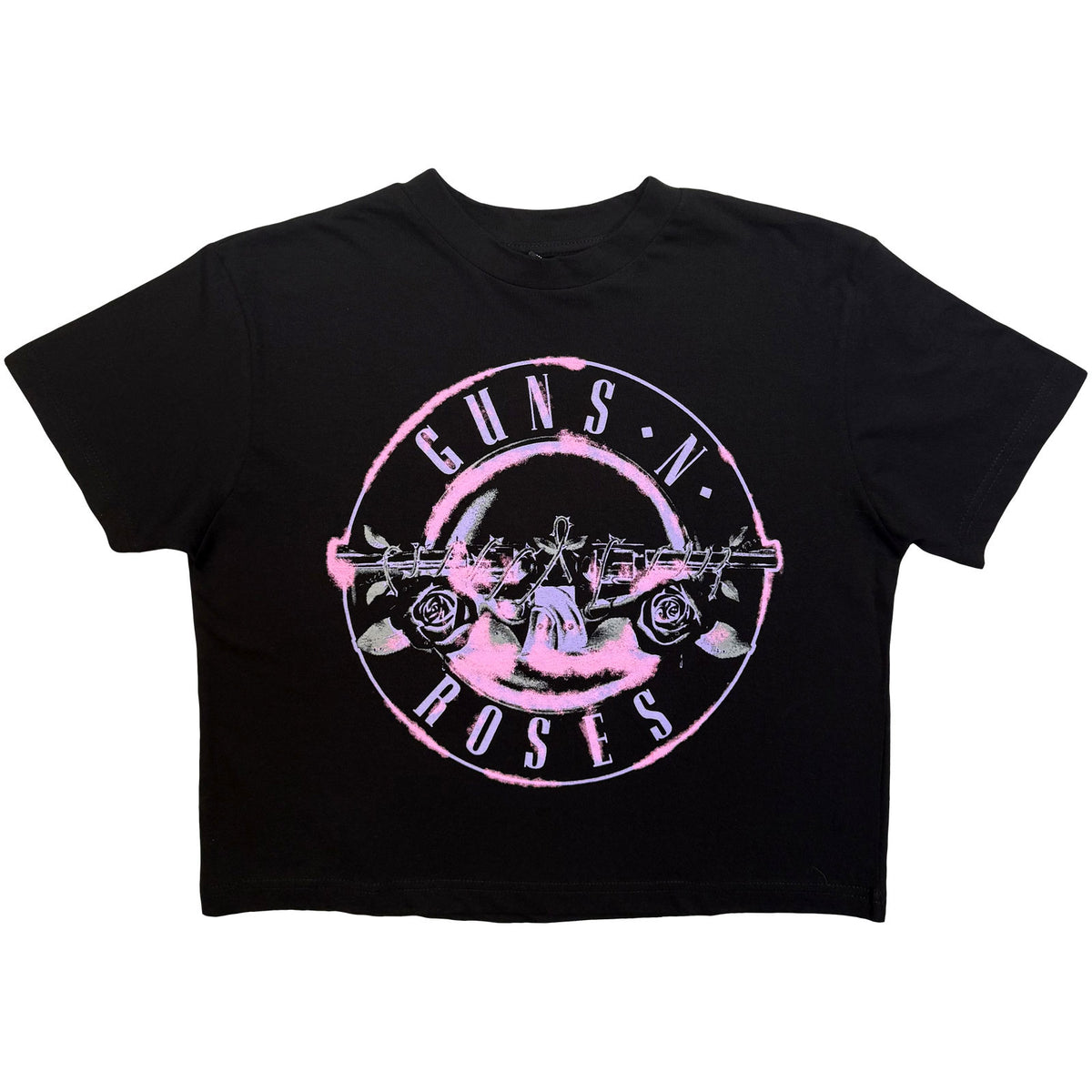 GUNS N' ROSES - PINK BULLET - Ladies Crop Top Black