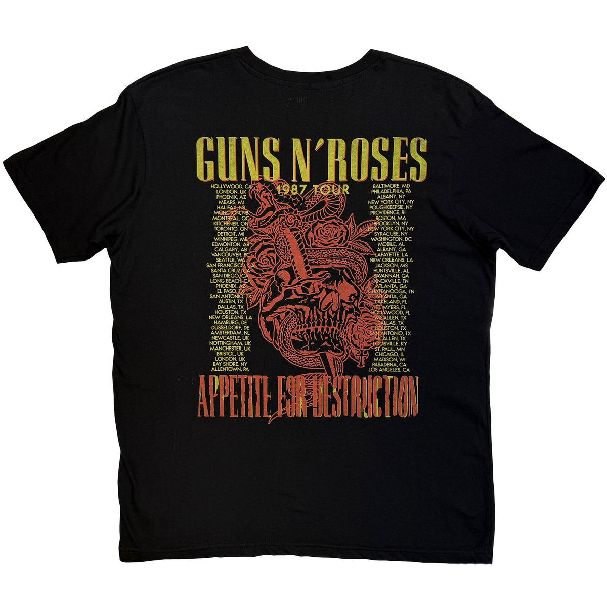 GUNS N' ROSES - SKELETON 1987 TOUR - T-Shirt Black
