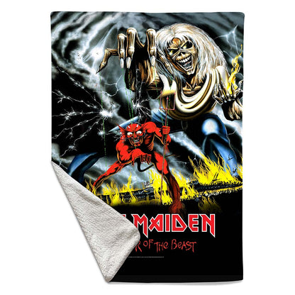 Rocksax Iron Maiden Sherpa Fleece Blanket - Number of the Beast