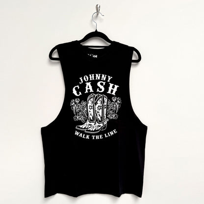 JOHNNY CASH - WALK THE LINE BOOTS - Vest T-Shirt Black