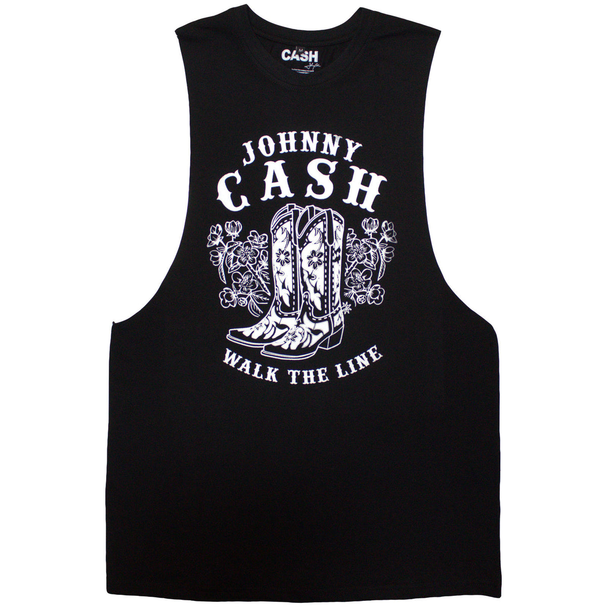 JOHNNY CASH - WALK THE LINE BOOTS - Vest T-Shirt Black